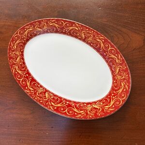 Chris Madden Platter. Deep Red and Gold trim. Stunning